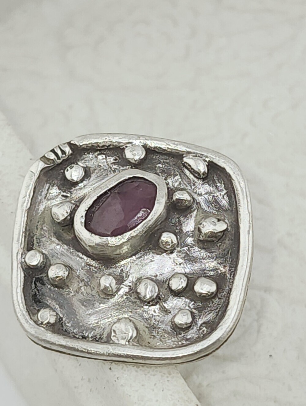 PUNK SAPPHIRE RUNG HANDMADE IN STERLING SILVER WOMENS SIZE 8.5